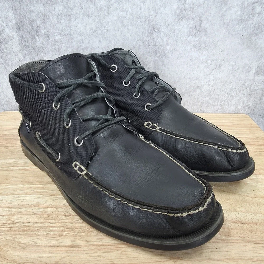 Polo Ralph Lauren‎ Brawley Chukka Boots Mens 11 D Black LeatherMid Boat Shoes